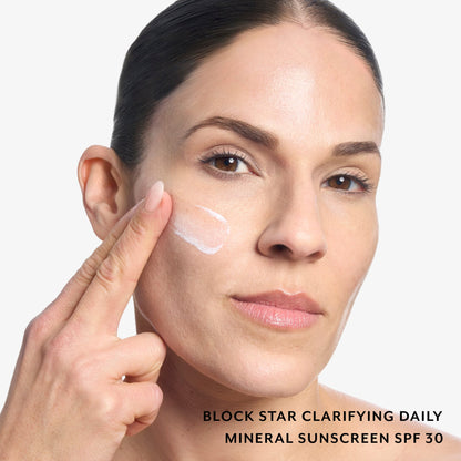 Block Star Clarifying Mineral Sunscreen SPF 30 Model