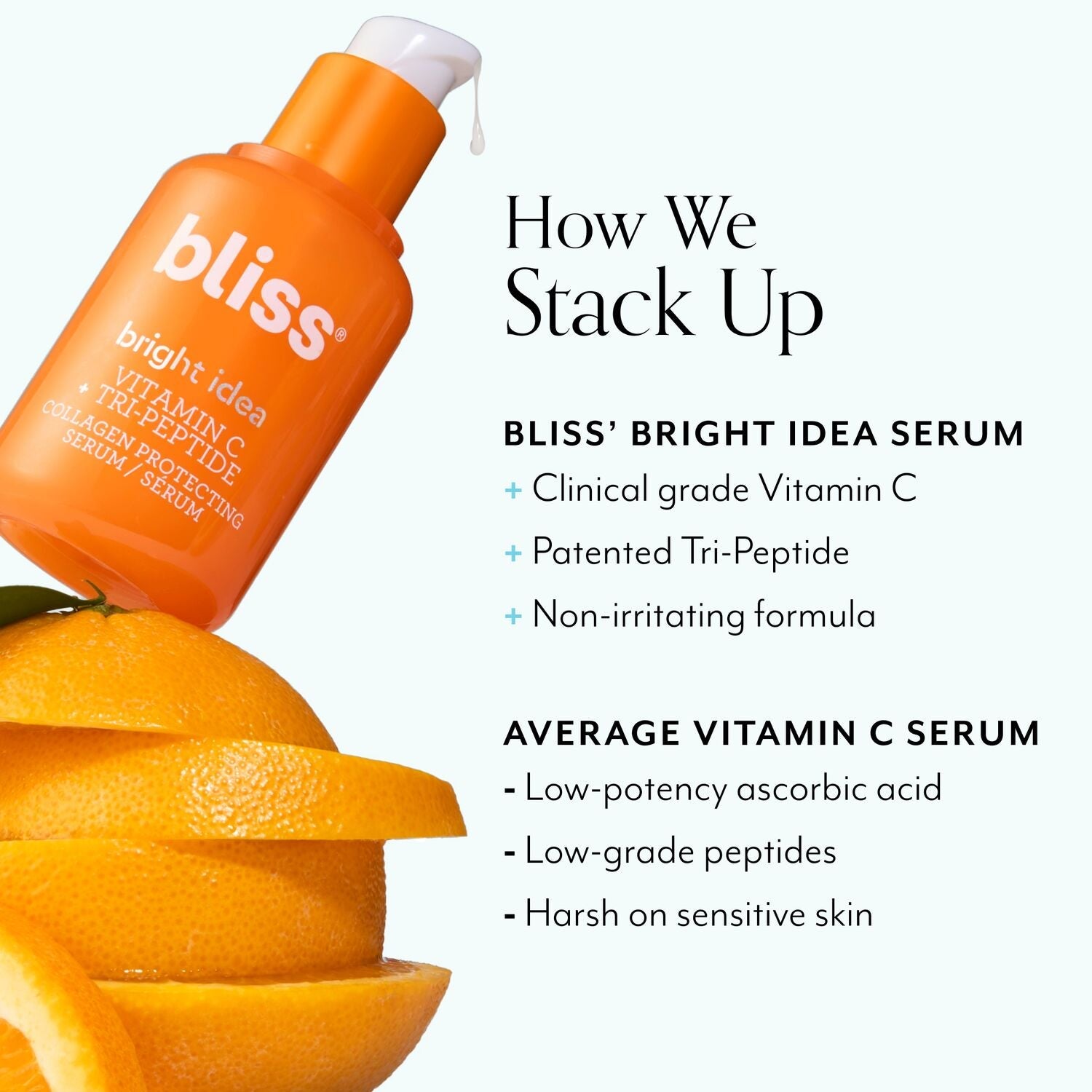Bliss x LG Bright Idea Brightening Vitamin C Serum Us vs Them