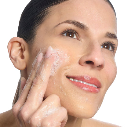 Bliss x LG Fab Foaming Exfoliating Cleanser lifestyle model