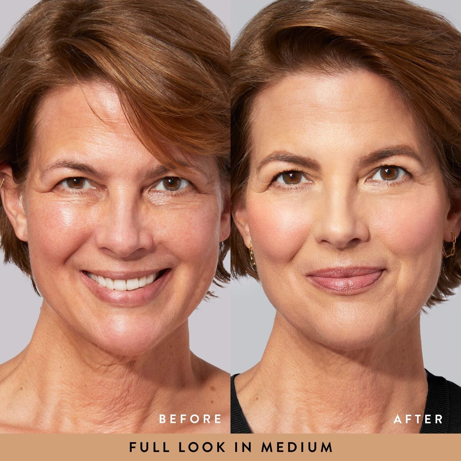 Daily Routine: Natural Finish Full Face Kit (4 PC) Model before and after image in Medium