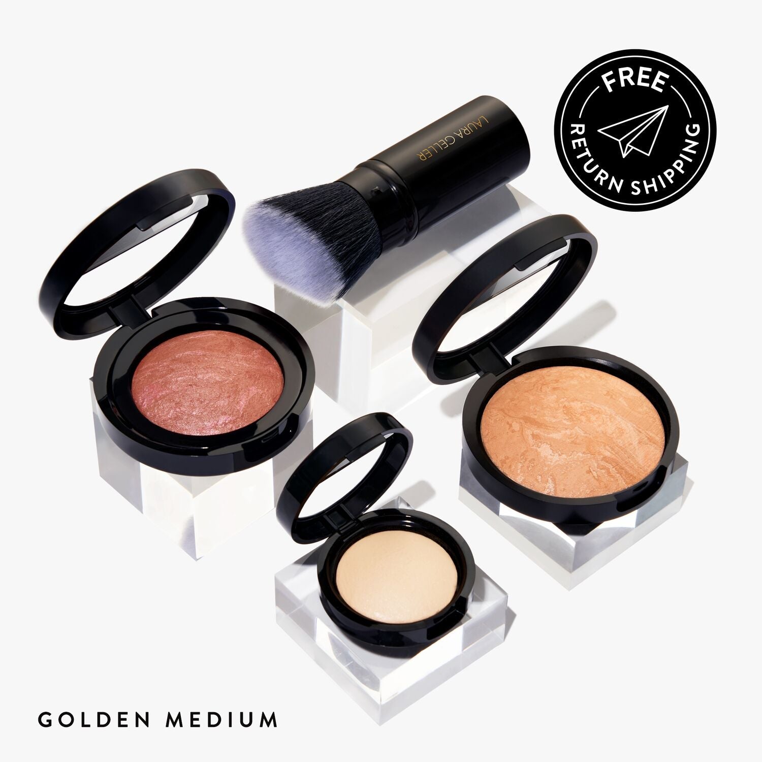 Daily routine: satin finish full face kit 4PC group shot w/ golden medium