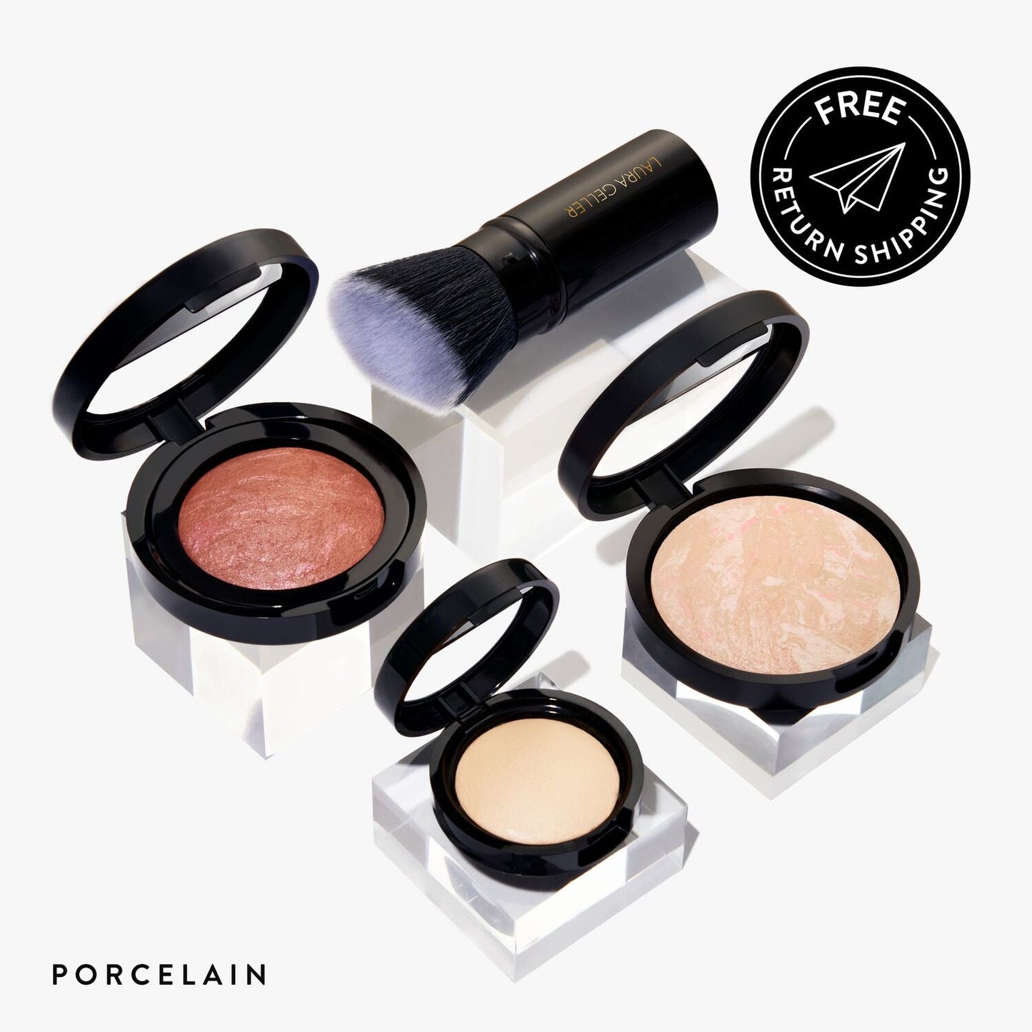 Daily routine: satin finish full face kit 4PC group shot w/ porcelain