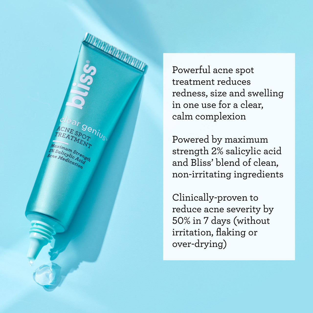 clear genius acne spot treatment  product benefits callout