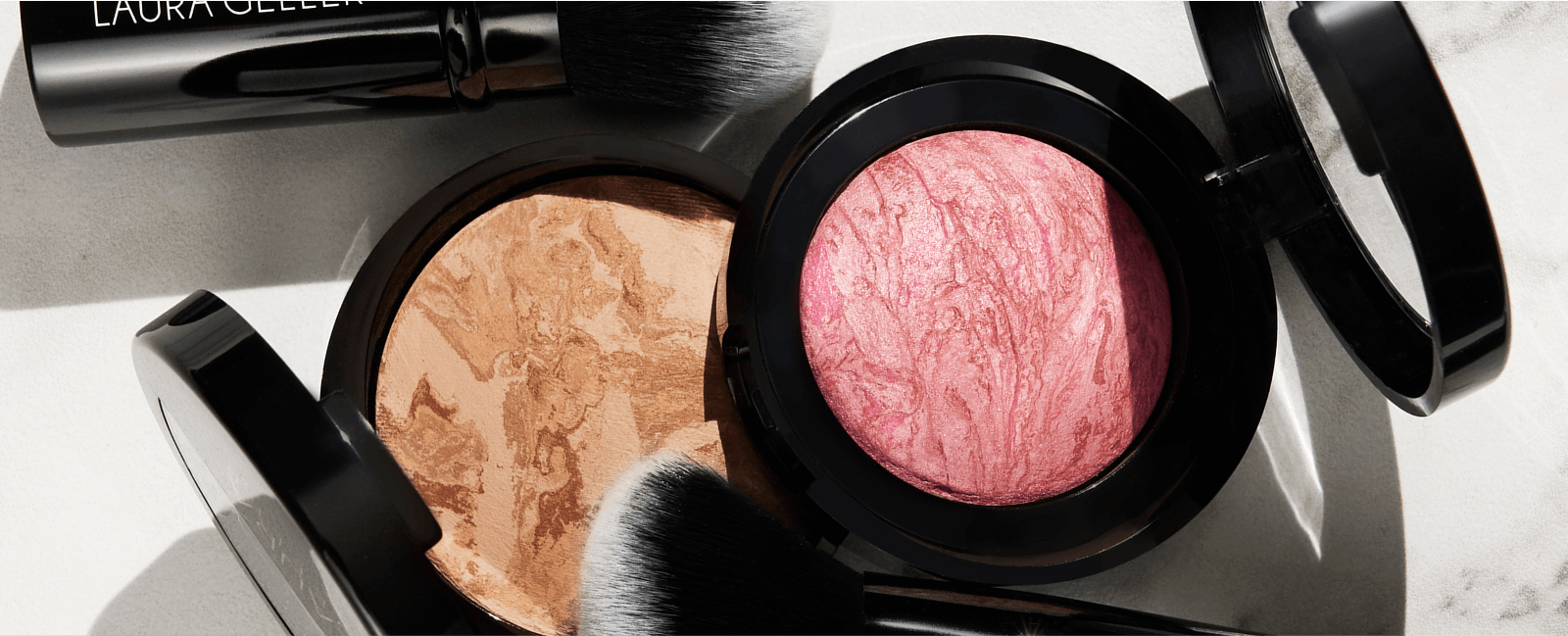 Product lifestyle image of foundation and blush