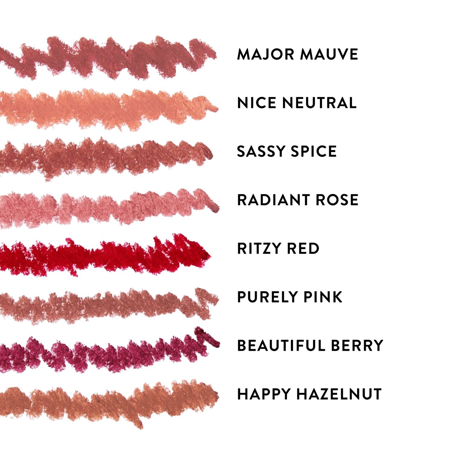 Modern Classic lip liner texture shot with labels