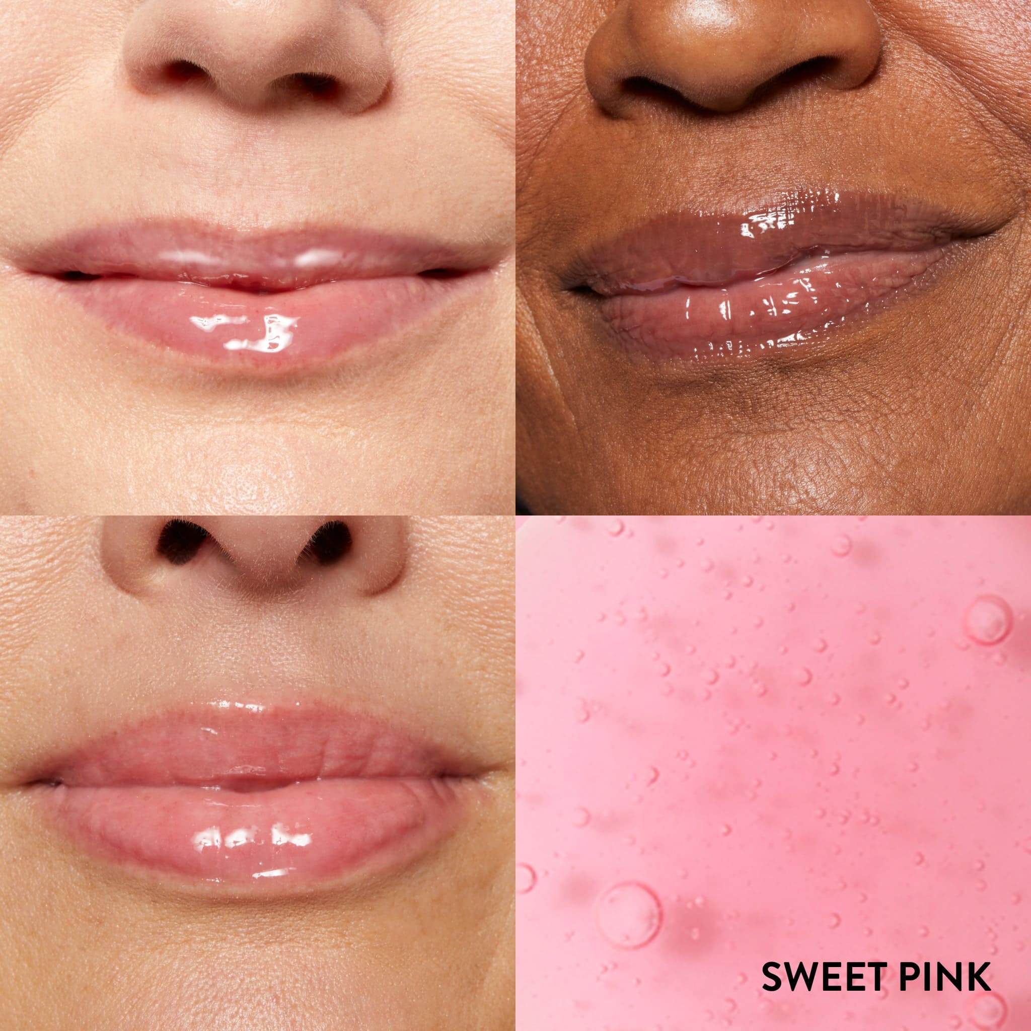 Fine Shine Lip  Oil - 3 model grid - Sweet Pink