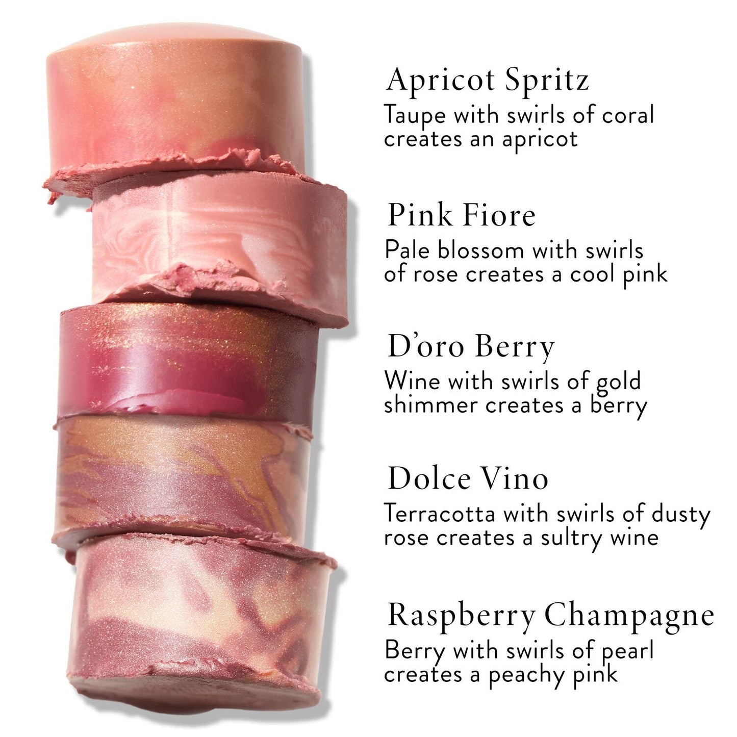 italian marble blush stick shades with description