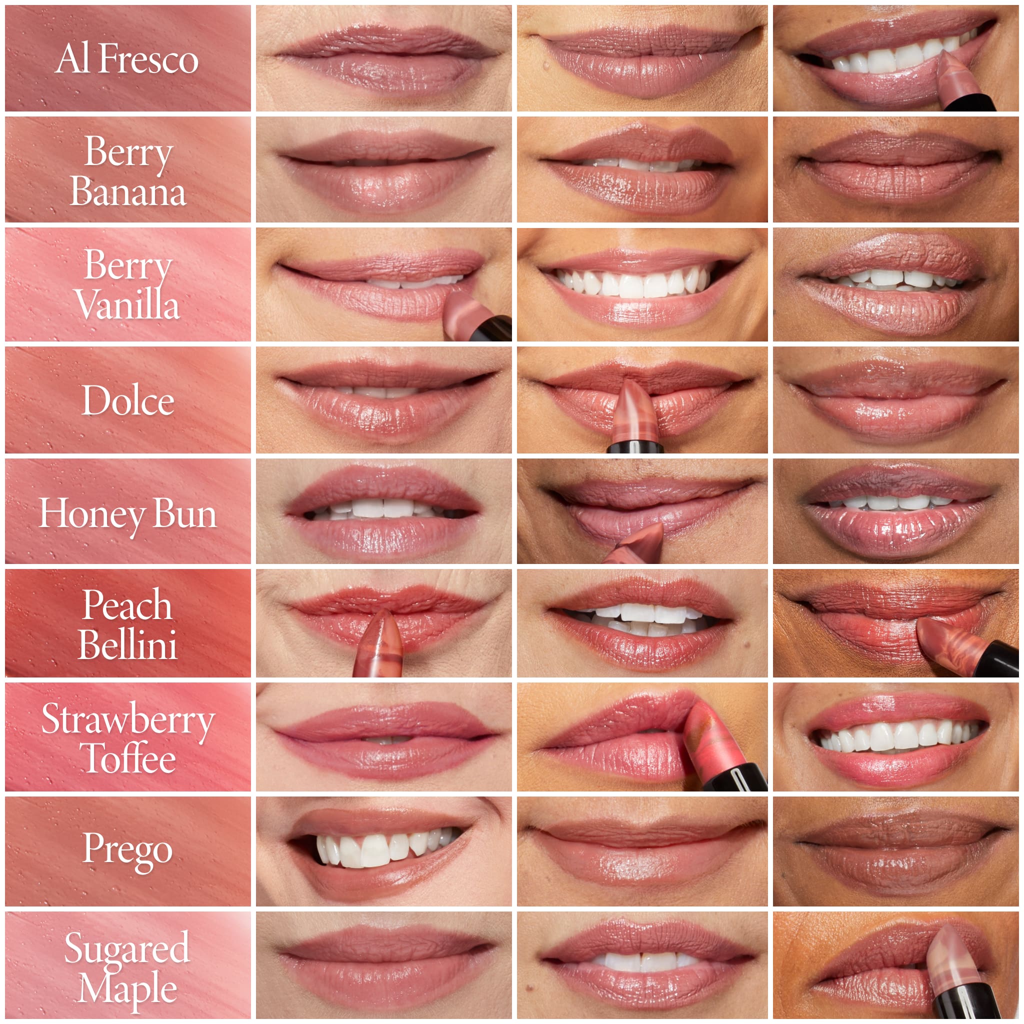 Laura Geller Italian Marble Lipstick model shade grid