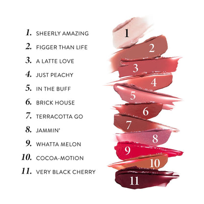 Jelly Balm Hydrating Lip Color shade chart textures
